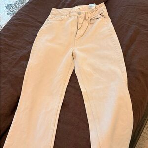 H&M Women's Beige Straight Leg Jeans